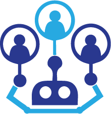 blue and purple AI technology icon