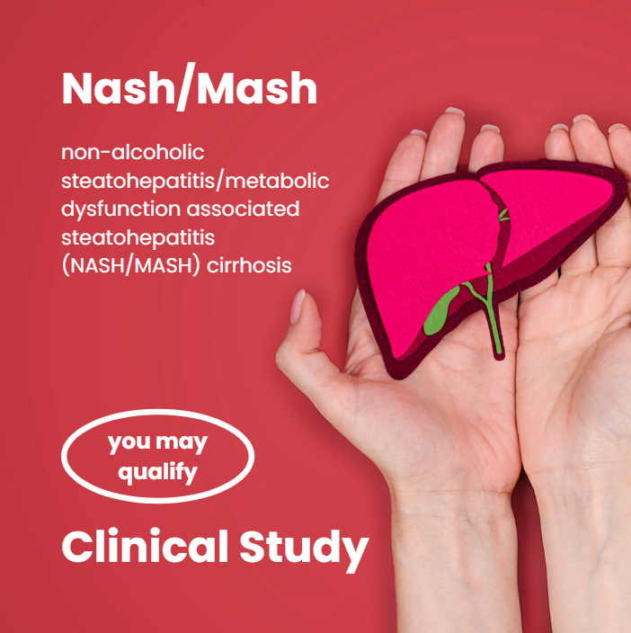 Red Nash/Mash Facebook ad for a clinical study